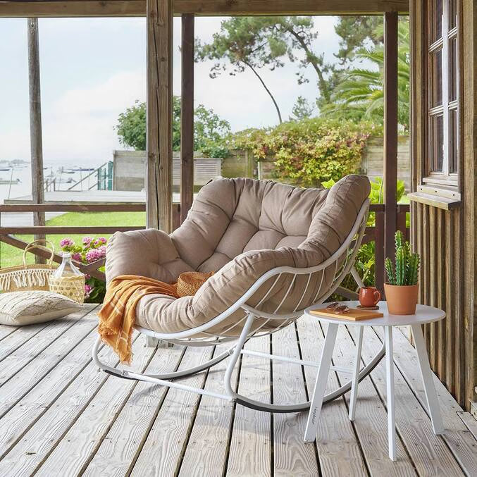 Sillón huevo basculante PAOPAO Beige y Blanco