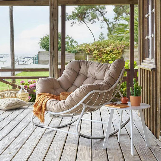 Sillón huevo basculante PAOPAO Beige y Blanco