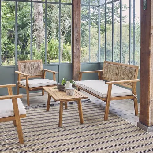 Bohemia cuerda vertical Conjunto de jardín madera y rejilla vertical 4 plazas - homidiscount