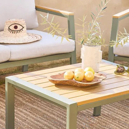 Casoria Conjunto de jardín aluminio y polywood 4 plazas Caqui / Beige - homidiscount