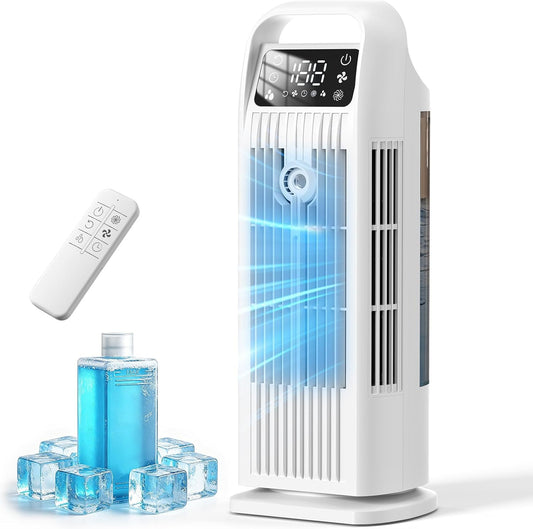 Climatizador Portátil 6 en 1, Enfriador de Aire Portátil Silencioso con Depósito de 1200ml, Temporizador 1-12H, 4 Velocidades, Oscilación 120°, Botones Táctiles (Blanco nube) - homidiscount
