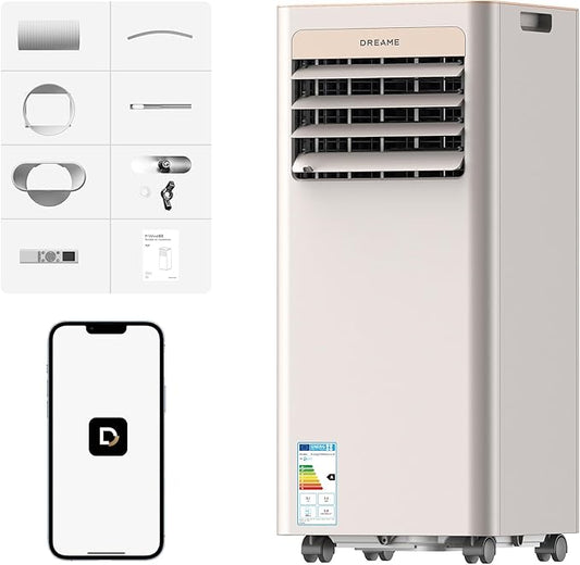DREAME P-Wind10 9000 BTU Aire Acondicionado Portátil 3 en 1: Refrigeración, Deshumidificación y Ventilador, flujo de aire 3D, control por app y mando a distancia, modo nocturno, instalación fácil [Clase energética A] - homidiscount