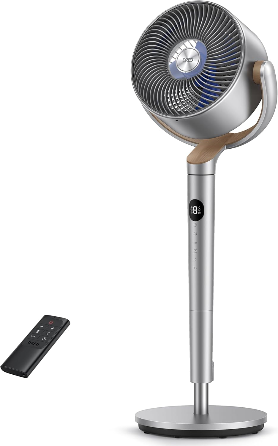 DREO Ventilador de Pie Silencioso 23dB, alcance de 24M, caudal de aire 1200m³/h, turbo circulador, altura de 102CM, 3 modos, 8 velocidades, oscilación omnidireccional 120°+120°, PolyFan 502 - homidiscount