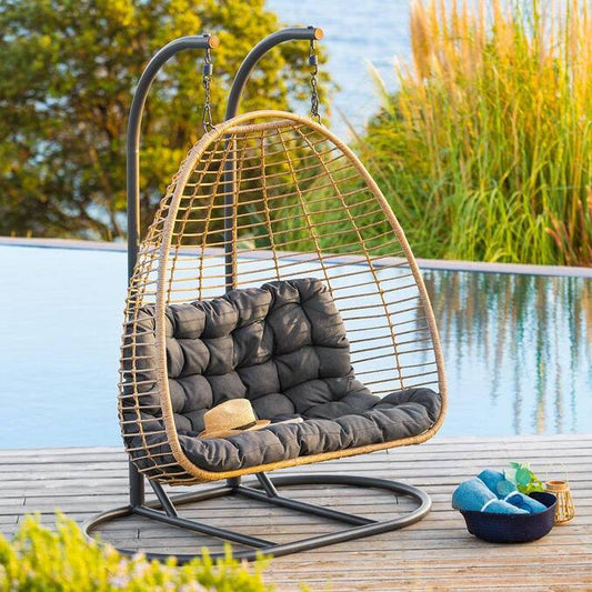 Sillón huevo colgante con pie AJAR Pizarra - homidiscount