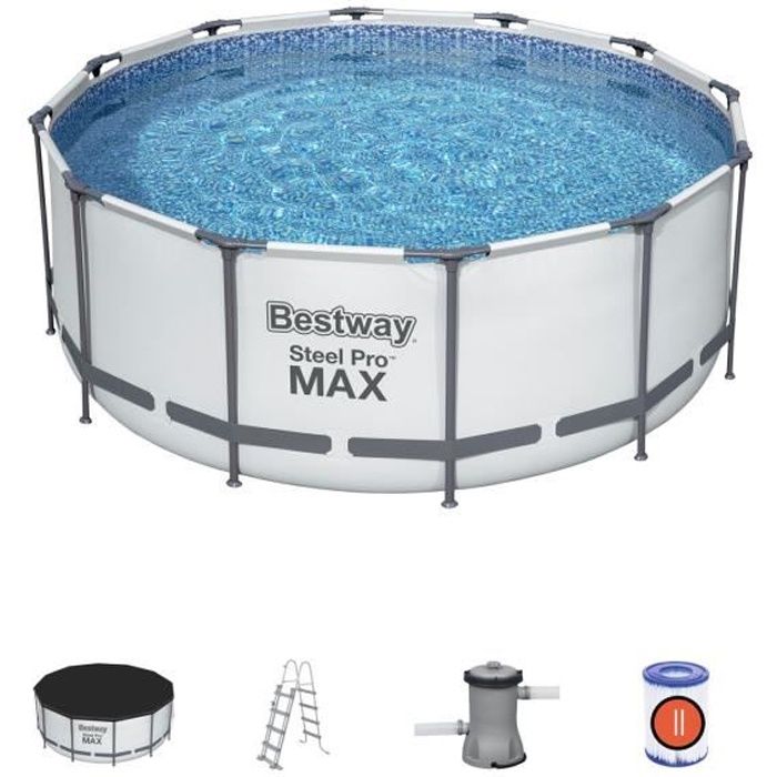 Kit piscina desmontable tubular BESTWAY Steel Pro Max - 366 x 122 cm - homidiscount