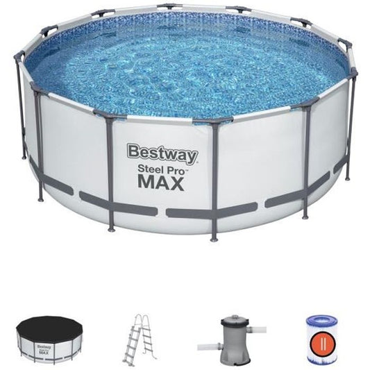 Kit piscina desmontable tubular BESTWAY Steel Pro Max - 366 x 122 cm - homidiscount