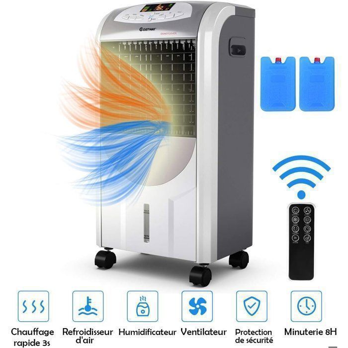 Climatizador Portátil 7L 75W Enfriador de Aire Ventilador COSTWAY - Frío/Calor - Mando a Distancia - Temporizador 8H - 3 Velocidades - Oscilación - homidiscount
