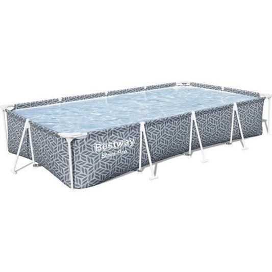 Piscina desmontable tubular BESTWAY - Steel Pro™ - 366 x 201 x 66 cm - Rectangular - diseño gráfico - homidiscount