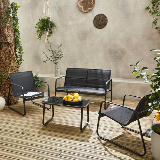 Silvi Conjunto de jardín metal 4 plazas - homidiscount
