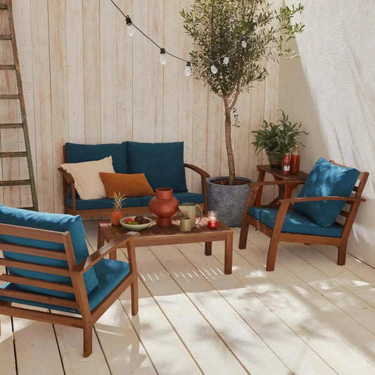 Ushuaia Conjunto de jardín madera de acacia 4 plazas - homidiscount