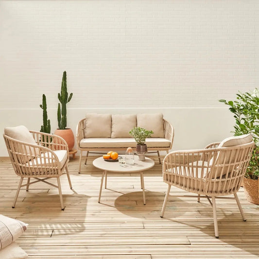 Vatuo Conjunto de jardín acero y cuerdas 4 plazas - homidiscount